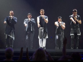 New Kids on the Block perform at the Bell Centre in Montreal Tuesday, June 30, 2015. From the left are Donnie Wahlberg, Jonathan Knight, Joey McIntyre, Danny Wood and Jordan Knight.