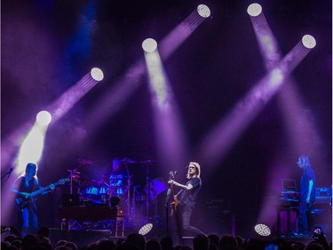 MONTREAL, QUE.: JUNE 27, 2015 -- English musician Steven Wilson, centre, performs at the Metropolis for the Montreal International Jazz Festival at Place des Arts in Montreal on Saturday, June 27, 2015. Wilson is touring promoting his most recent album Hand. Cannot. Erase. (Dario Ayala / Montreal Gazette)