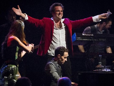 Members of the performance troop, For the Record perform excerpts from Australian director Baz Luhrmann, renowned for his luminous films Strictly Ballroom, Romeo and Juliet, Moulin Rouge and The Great Gatsby at the Theatre du Nouveau Monde as part of the Montreal International Jazz Festival in Montreal, on Monday, June 29, 2015.