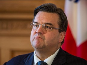 Montreal Mayor Denis Coderre speaks to the media to announce the Sommet Vivre Ensemble at city hall in Montreal on Wednesday, June 3, 2015.