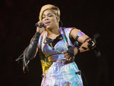 Tionne (T-Boz) Watkins of the band TLC performs during an opening set prior the the  New Kids on the Block show at the Bell Centre in Montreal Tuesday, June 30, 2015.