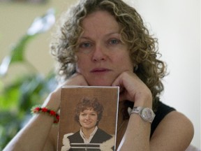 Reporter Monique Polak with a photograph of her younger self.