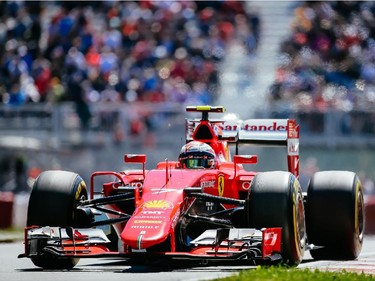 Ferrari Formula 1 driver Kimi Raikkonen of Finland exits turn three during the third practice session for the F1 Canadian Grand Prix at Circuit Gilles-Villeneuve in Montreal on Saturday, June 6, 2015.