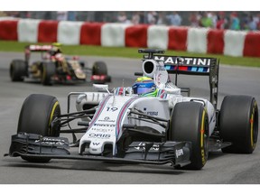MONTREAL, QUE.: JUNE 7, 2015 -- Williams Formula 1 driver Felipe Massa of Brazil exits turn three during the F1 Canadian Grand Prix at Circuit Gilles-Villeneuve in Montreal on Sunday, June 7, 2015. (Dario Ayala / Montreal Gazette)