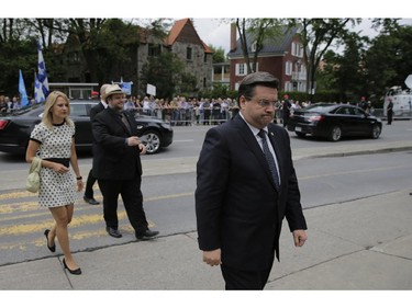 Montreal mayor Denis Coderre arrives for the funeral of former Quebec Premier Jacques Parizeau at the Saint-Germain d'Outremont Church, Tuesday June 9, 2015.  (Dario Ayala / THE GAZETTE)