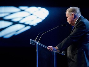 Former Quebec premier Jacques Parizeau gives a speech  in Montreal in March 2013.