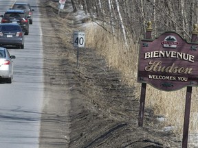 MONTREAL, QUE.: MARCH 31, 2015 -- welcome sign to Hudson Quebec,Tuesday, March 31, 2015. (Peter McCabe / MONTREAL GAZETTE)