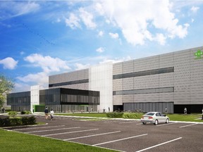 Drawing of the North American headquarters of Green Cross Biotherapeutics Inc. at the Montréal Technoparc’s Saint-Laurent campus.
