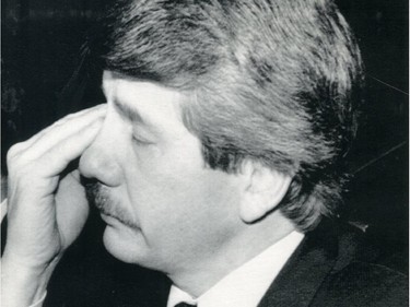 On December 7, 1989, one day after the Polytechnique massacre, Montreal's mayor, Jean Doré, cries during a news conference. One of the women killed had been a babysitter for the mayor's children.