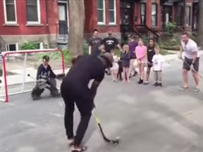 P.K. Subban surprised a group of children by taking part in their ball hockey game.