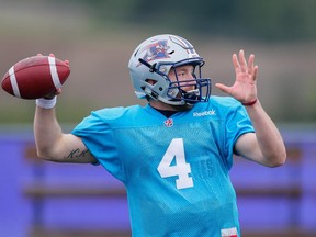 SHERBROOKE, QUE.: MAY 31, 2015 -- Quarterback Tanner Marsh takes part in the Montreal Alouettes training camp at Bishop's University in Lennoxville, Quebec on Sunday, May 31, 2015. (Dario Ayala / Montreal Gazette)