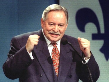 Jacques Parizeau comes out fighting in his speech to OUI supporters at Palais des Congres on referendum night, October 30 1995.