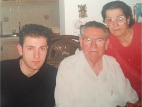 Vince Lacroce at 17, with his maternal grandparents, Silverio and Pompea Tagliamonte.