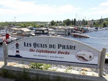 The marina in the town of Lac-Mgantic, Friday July 03, 2015.  The marina opened recently for the first time since the train derailment and fire that destroyed the centre of the town in 2013.  It had been closed because of oil and other contaminents in the water.