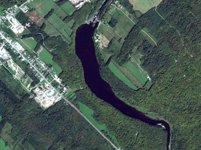 The Rivière du Sud near Saint-Raphaël, Quebec as seen from Google Maps.