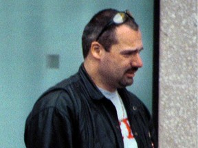 Francois Goupil (Hells Angels Montreal) at the wake for Hells Angel, Normand 'Biff' Hamel.