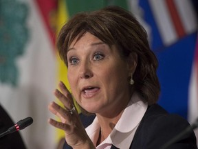 British Columbia Premier Christy Clark fields a question at the closing news conference of the summer meeting of Canada's premiers in St. John's on Friday, July 17, 2015.