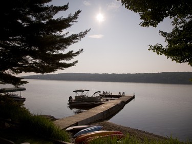 Sunrise on Lake Massawippi and the pier at Manoir Hovey is a perfect example of the idyllic beauty, peace and tranquillity to be found in this Eastern Townships location.