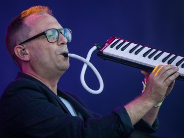 Torquil Campbell of Stars performs on day one of the 2015 edition of the Osheaga Music Festival at Jean-Drapeau park in Montreal on Friday, July 31, 2015.