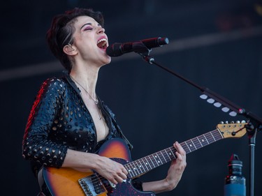 St. Vincent (Annie Clark) performs on the second day of the 2015 edition of the Osheaga music festival at Jean-Drapeau park in Montreal on Saturday, August 1, 2015.
