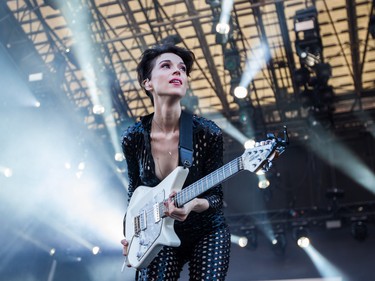 St. Vincent (Annie Clark) performs on the second day of the 2015 edition of the Osheaga music festival at Jean-Drapeau park in Montreal on Saturday, August 1, 2015.
