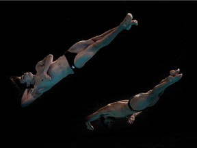 Philippe Gagné and François Imbeau-Dulac of Canada compete in the Men's 3m Springboard Synchronised Diving Preliminary on day four of the 16th FINA World Championships at the Aquatics Palace on July 28, 2015 in Kazan, Russia.