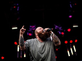 In this Friday, May 22, 2015, photo, Action Bronson performs on the first of four days of the annual Sasquatch music festival at The Gorge Amphitheatre in George, Wash.