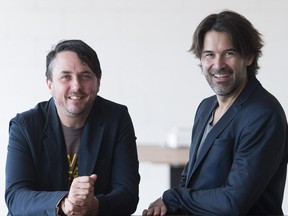 LANDR co-founder Justin Evans, left, and CEO Pascal Pilon at LANDR offices in Montreal, Thursday, July 2, 2015.