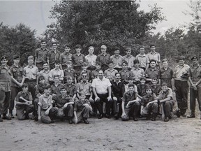 Michel Juneau-Katsuya, seen here as a 14 yr old army cadet (third from right middle row standing), was training in July 1974 at Valcartier, Quebec, when a hand grenade accidentally exploded killing 6 cadets and injuring many others including himself. A report is released on Tuesday, 41 years after the accident.
