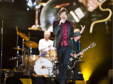 The Rolling Stones singer Mick Jagger perform in concert during the Quebec Summer Festival Wednesday, July 15, 2015 in Quebec City.