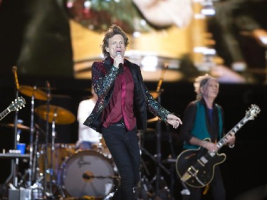Mick Jagger sings at The Rolling Stone in concert during the Quebec Summer Festival Wednesday, July 15, 2015 in Quebec City.