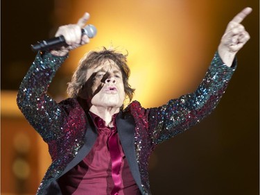 The Rolling Stones singer Mick Jagger performs in concert during the Quebec Summer Festival Wednesday, July 15, 2015 in Quebec City.