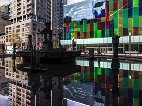 The Riopelle Statue-Foutain at Place Jean-Paul-Riopelle across from the Palais des congrès  in Montreal.