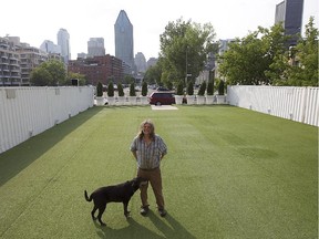 Harvey Lev, who restored the New City Gas building in Griffintown, in the main garden in front of the nightclub.