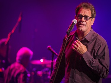 Huey Lewis performs during the opening number in concert at Salle Wilfrid-Pelletier of Place des Arts during the Montreal International Jazz Festival in Montreal, on Wednesday, July 1, 2015.