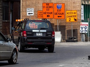 MONTREAL, QUE.: JULY 13, 2015 -- Transport Quebec is planning major road closures and detours around Montreal West, Westmount and NDG. Blvd Saint-Jacques at Rue Girouard has been under construction in Montreal, on Monday, July 13, 2015 for some time. (Dave Sidaway / MONTREAL GAZETTE)