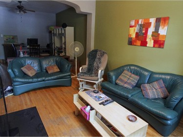 The living room in Lorraine Ouellette and Dominic Caya's flat in Verdun.