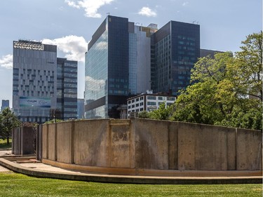 Viger Square in Montreal, on Thursday, July 16, 2015. The park and the Agora sculpture has been either ignored or vilified since it was inaugurated in 1984 and now finds itself defended by some of the leaders of Montreal's cultural scene, as well as urbanists, heritage activists and the family of the sculptor, Charles Daudelin who created it.
