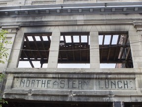 A sign for Montreal's long-forgotten Northeastern Lunch diner in Montreal Friday, July 17, 2015. The former establishment inspired one of Leonard Cohen's earliest poems and  is  at risk of being demolished.