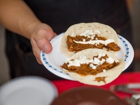 Chicken mole tacos by Maurín Arellano of Maurín Cuisine.