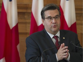 Mayor Denis Coderre gestures during a press conference at City Hall in downtown Montreal, July 24, 2015.