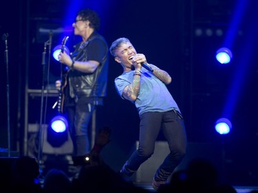 Arnel Pineda of Journey performs in concert at the Bell Centre in Montreal, July 28, 2015.