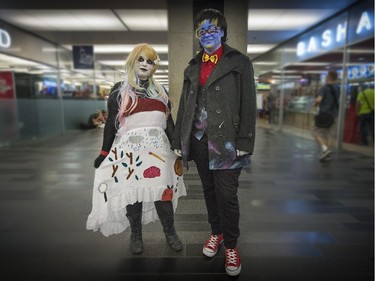 Dressed as their favourite characters,  Gabrielle Quinn, left, is Paige the Notepad and Marie-Éve Vachon is Tony the Clock  at Montreal Comiccon July 4, 2015.