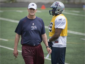 Alouettes linebackers coach Chris Tormey during practice on Tuesday, July 7, 2015. (Peter McCabe / MONTREAL GAZETTE)
