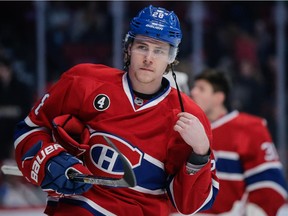 Montreal Canadiens defenseman Nathan Beaulieu skates during the first period of the Canadiens NHL hockey match against the Ottawa Senators at the Bell Centre in Montreal on Thursday, March 12, 2015.