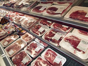 Packaged meat is seen at a grocery store in Montreal.