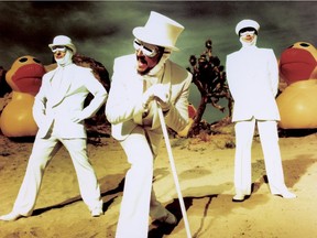 Primus has gone all the way with its immersion in the Willy Wonka and the Chocolate Factory soundtrack, selling candy bars at the shows. “My favourite one thus far has been the Pork Soda bar," says singer/bassist Les Claypool, centre. "It was dark chocolate with chocolate-flavoured Pop Rocks and bacon."