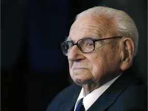 Sir Nicholas Winton waiting to be decorated with the highest Czech Republic's decoration, The Order of the White Lion at the Prague Castle in Prague, Czech Republic.