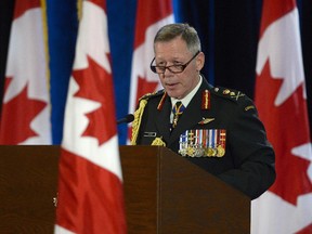 New Chief of Defence Staff Gen. Jonathan Vance speaks during a change of command ceremony in Ottawa, Friday, July 17, 2015.