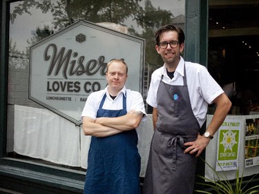 Chefs and co-owners Nathaniel Wade and Aaron Josinsky at their restaurant, Misery Loves Company.